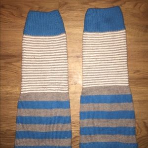 Blue striped leg warmers